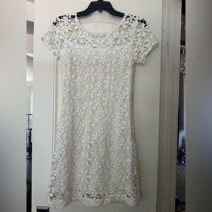 Hollister White A-Line Mini Dress with Crew Neck